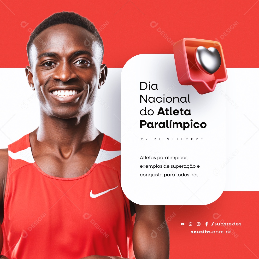 Dia Nacional do Atleta Paralímpico 22 de Setembro Social Media PSD Editável