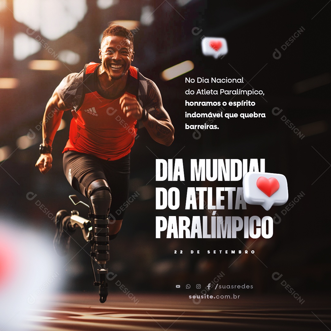 Dia Nacional do Atleta Paralímpico Honramos o Espírito Indomável que Quebra Barreiras Social Media PSD Editável