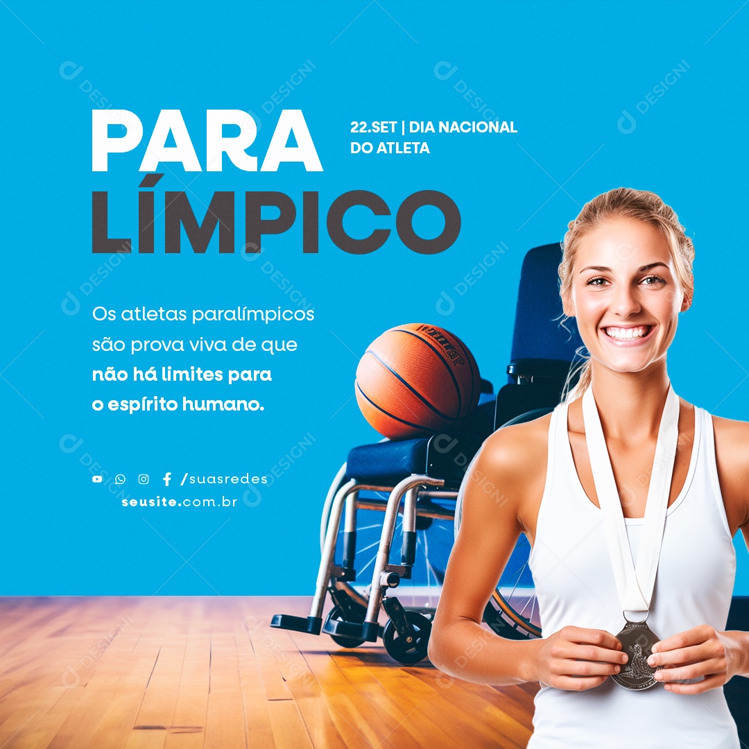 Dia Nacional do Atleta Paralímpico 22 de Setembro Social Media PSD Editável