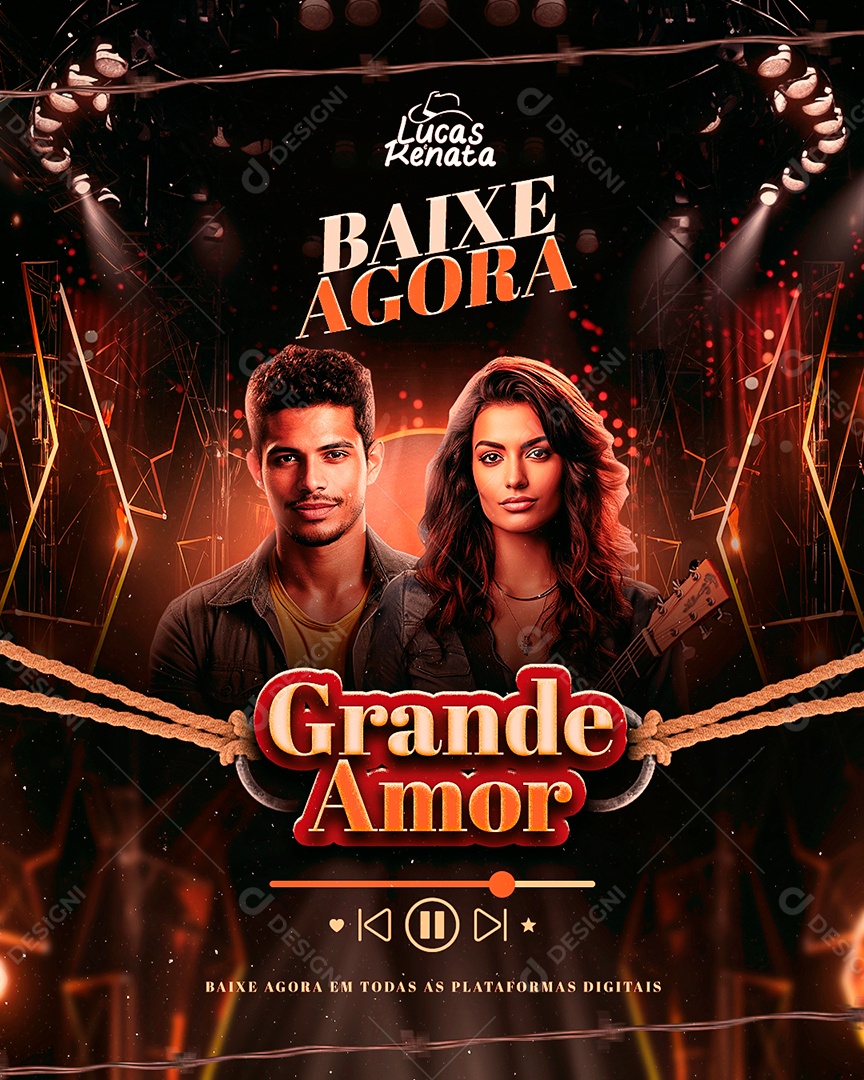 Flyer Lucas e Renata Baixe Agora Grande Amor Social Media PSD Editável