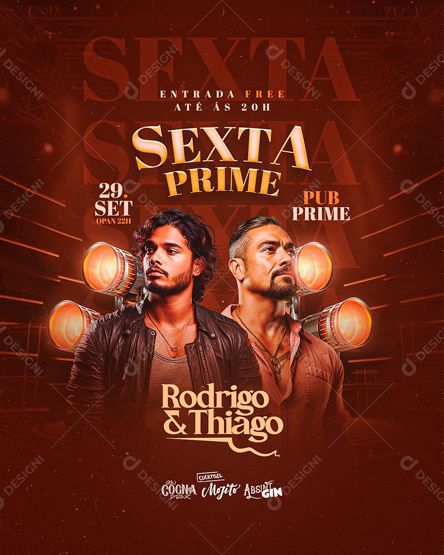 Flyer Sexta Prime Rodrigo & Thiago Social Media PSD Editável