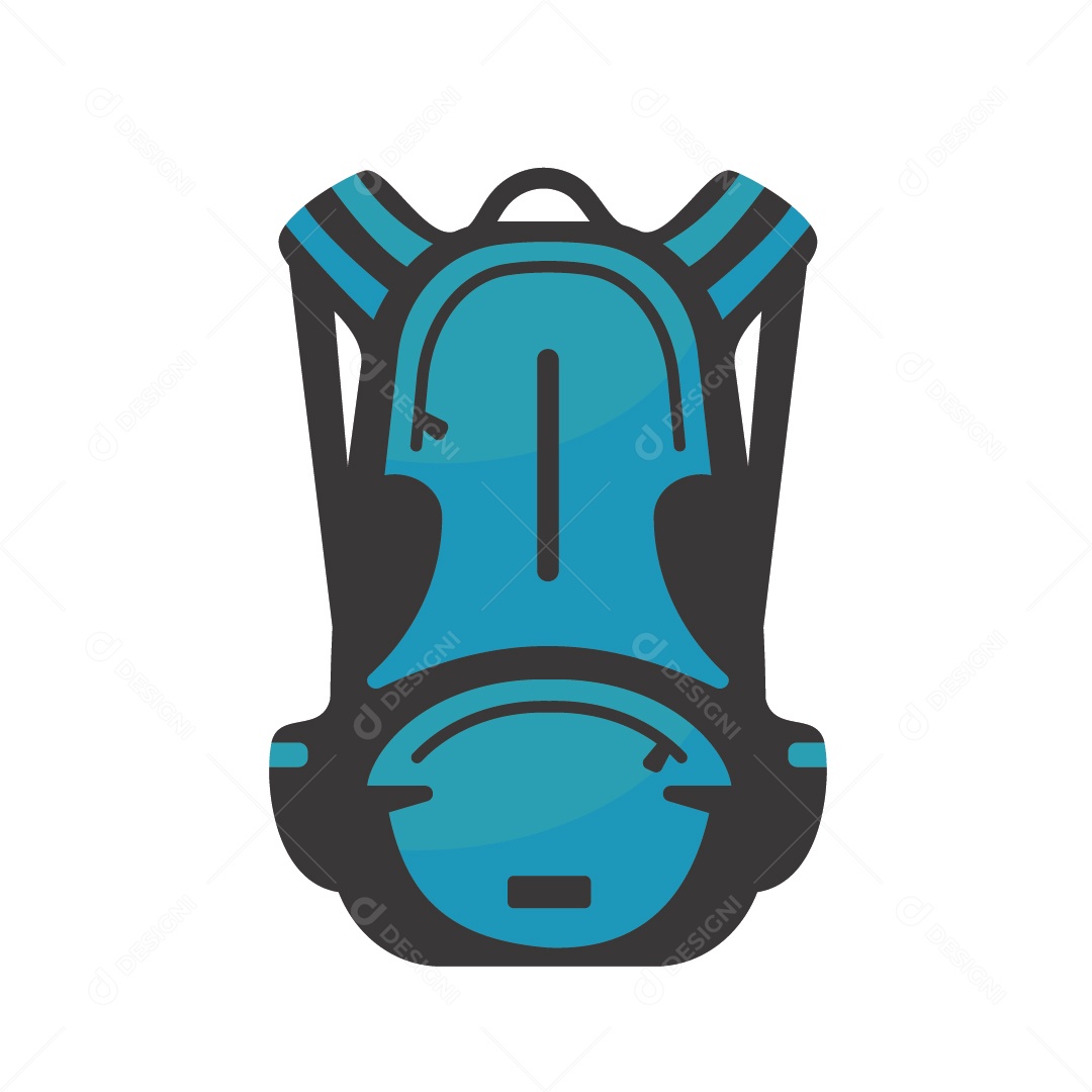 Mochila Azul Objeto para Viagem Ilustração Vetor EPS