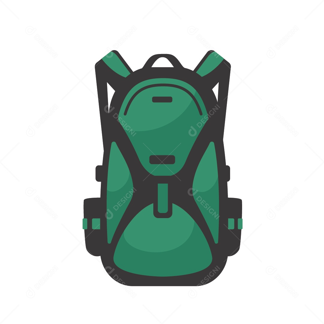 Mochila Verde Objeto para Viagem Ilustração Vetor EPS