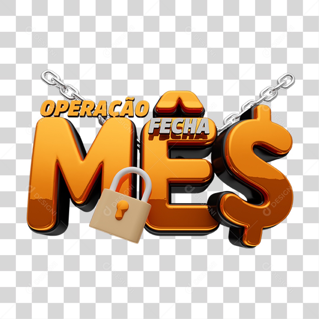 Selo 3D Operação Fecha Mês para Composição PNG Transparente