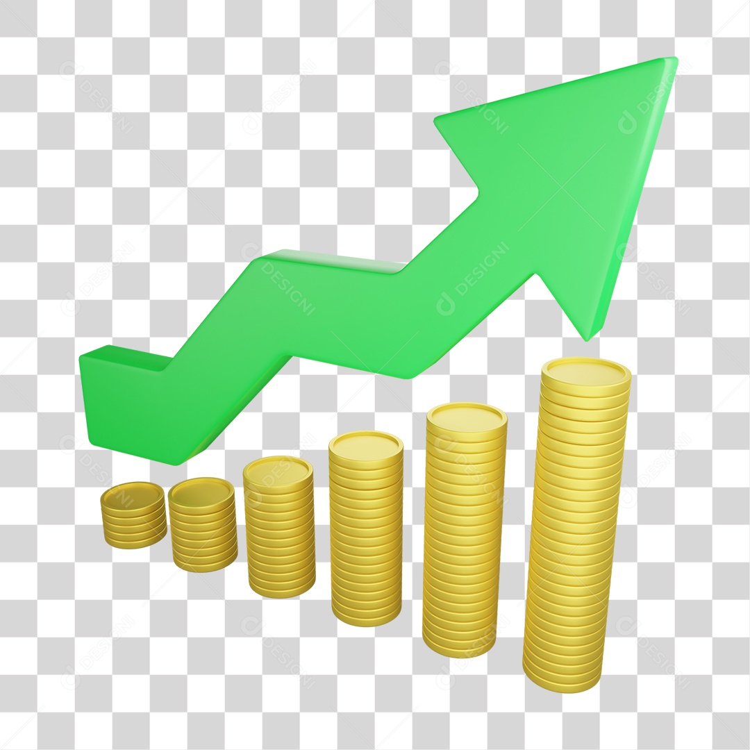 Gráfico de Lucro e Ícone de Pilha de Moedas PNG Transparente