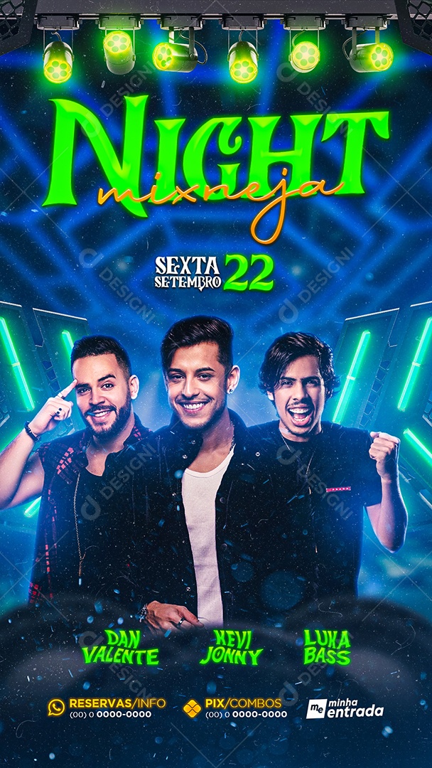 Story Flyer Night Mixneja Dan Valente Kevi Jonny Luka Bass Social Media PSD Editável