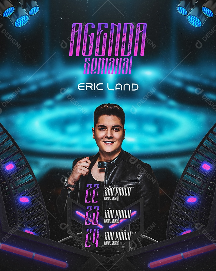 Flyer Agenda Semanal Eric Land Social Media PSD Editável