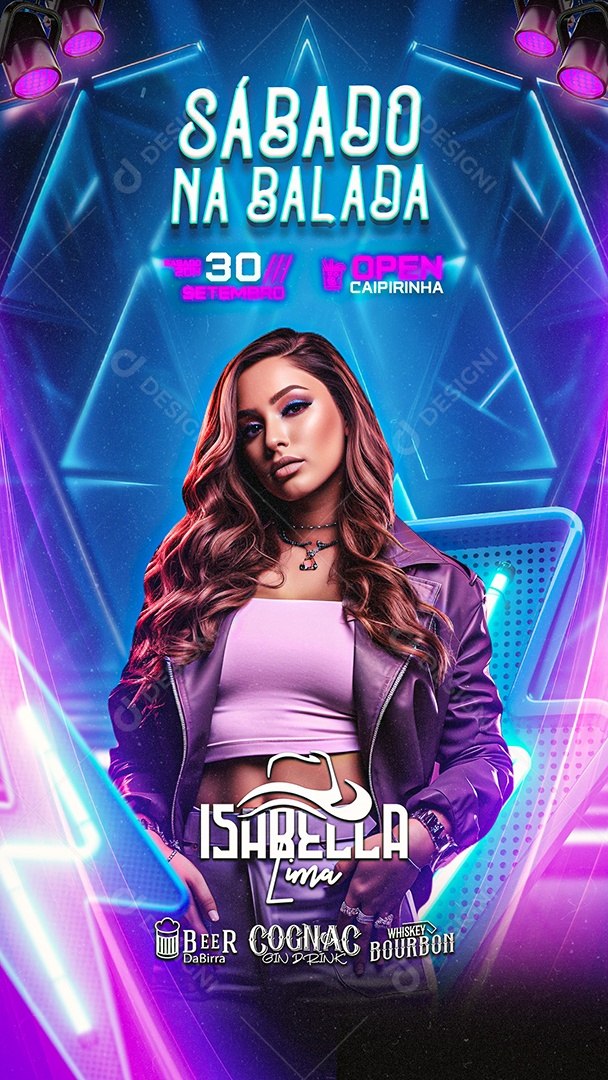 Story Flyer Sábado na Balada Isabella Lima Social Media PSD Editável