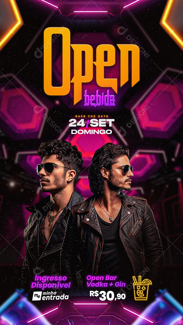 Story Flyer Open Bebida Open Bar Vodka Gin Social Media PSD Editável
