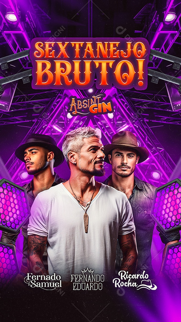 Story Flyer Sextanejo Bruto Absint GIn Fernando Samuel Fernando Eduardo Ricardo Rocha Social Media PSD Editável