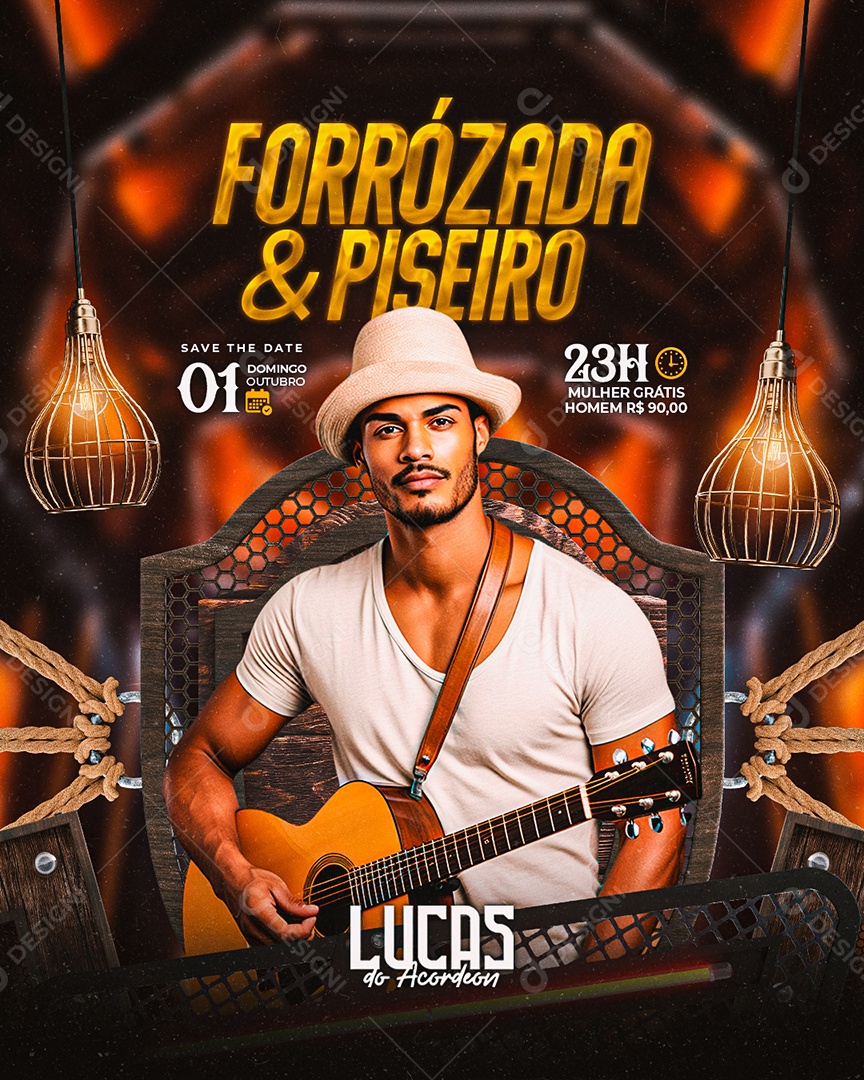 Flyer Forrózada & Piseiro Lucas do Acordeon Social Media PSD Editável