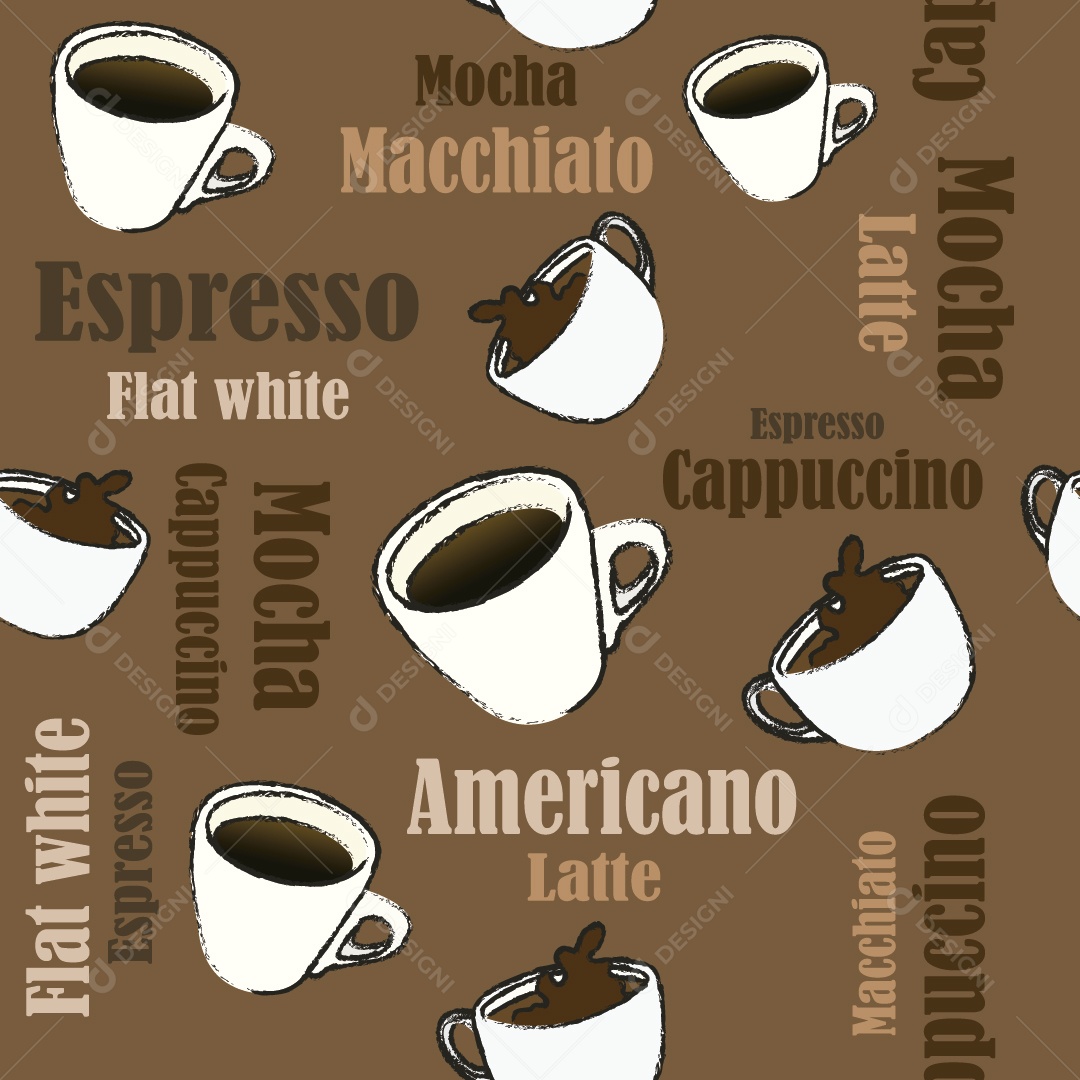 Padrão de Café Ilustração Vetor EPS