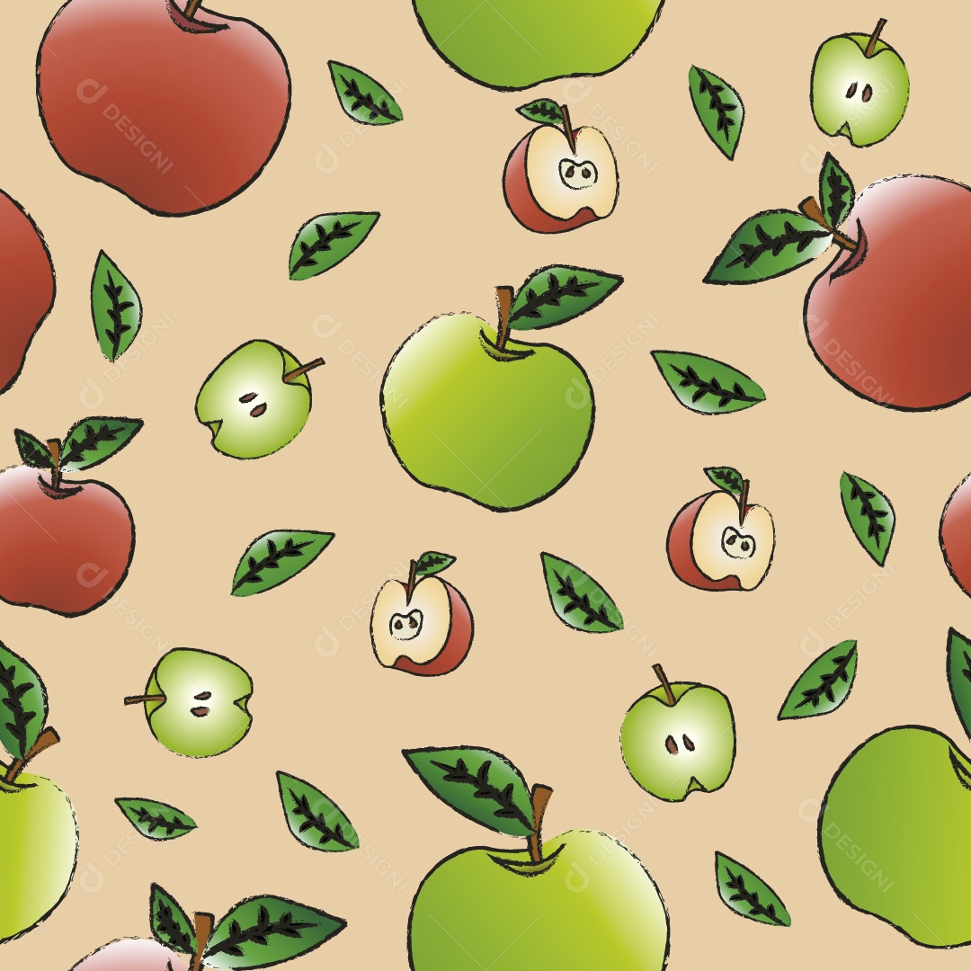 Padrão de Maçã Ilustração Vetor EPS Editável