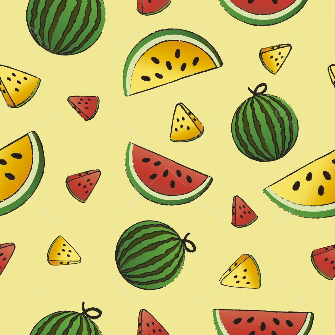 Padrão de Melancia Ilustração Vetor EPS Editável