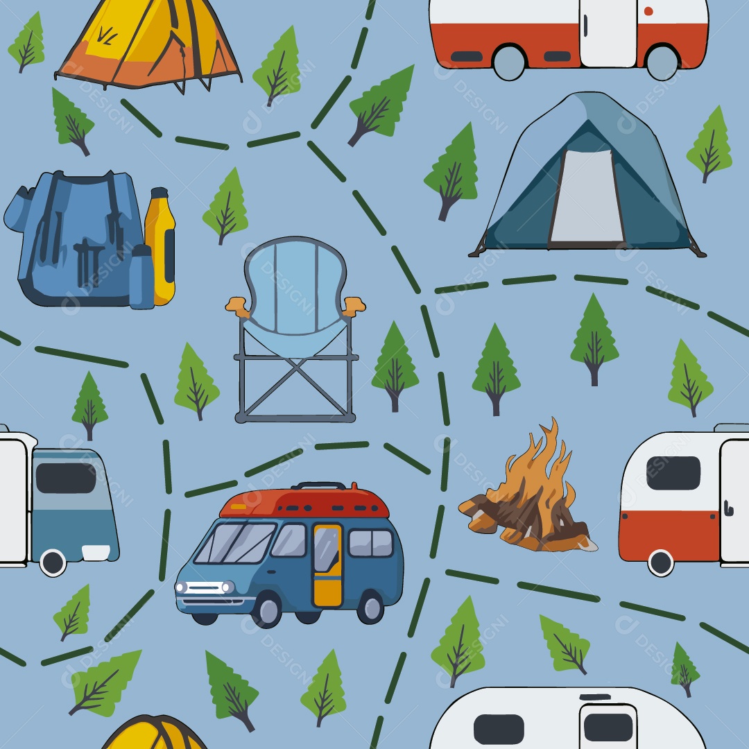 Papel de Parede de Acampamento Ilustração Vetor EPS