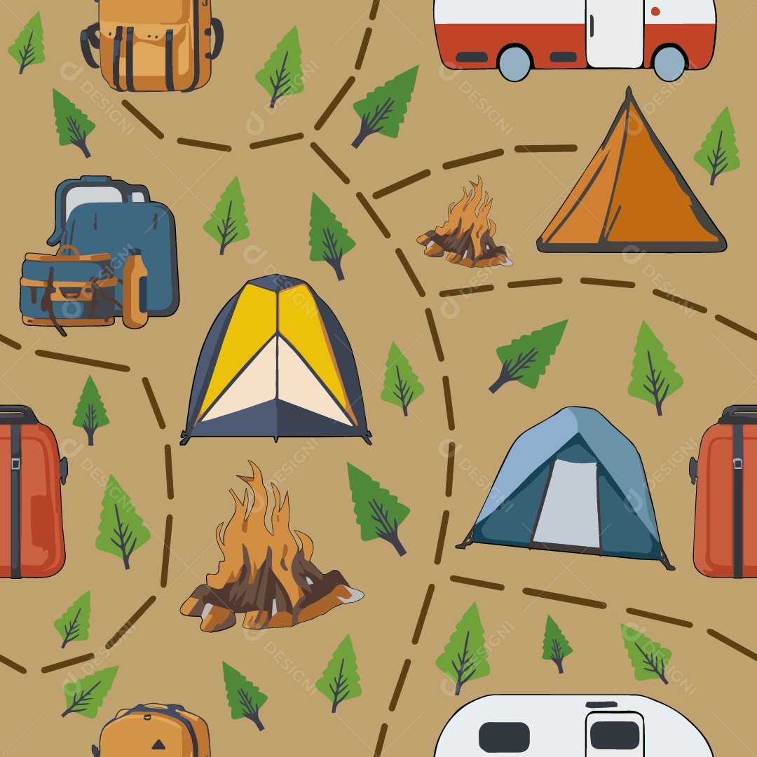 Papel de Parede de Acampamento Ilustração Vetor EPS