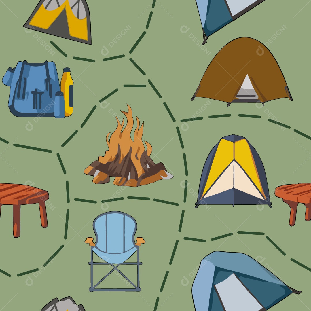 Papel de Parede de Acampamento Ilustração Vetor EPS