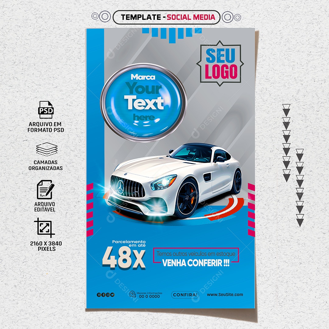 Story Temos Outros Veículos em Estoque Venha Conferir Social Media PSD Editável