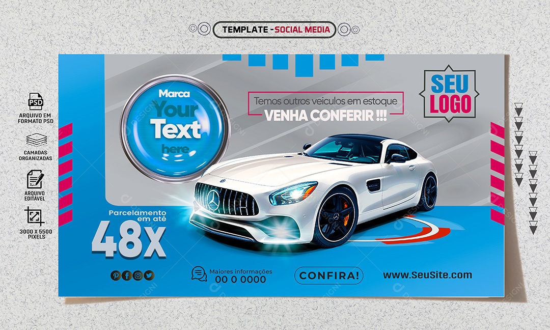 Banner Temos Outros Veículos em Estoque Venha Conferir Social Media PSD Editável