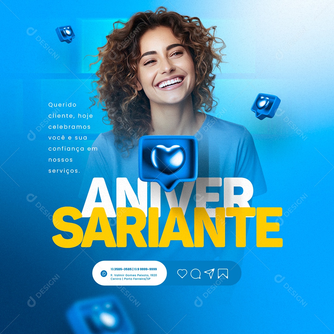 Aniversariante Querido Hoje Celebramos Você Social Media PSD Editável
