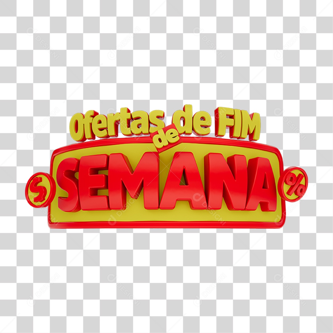 Selo 3D Ofertas de Fim de Semana para Composição PNG Transparente