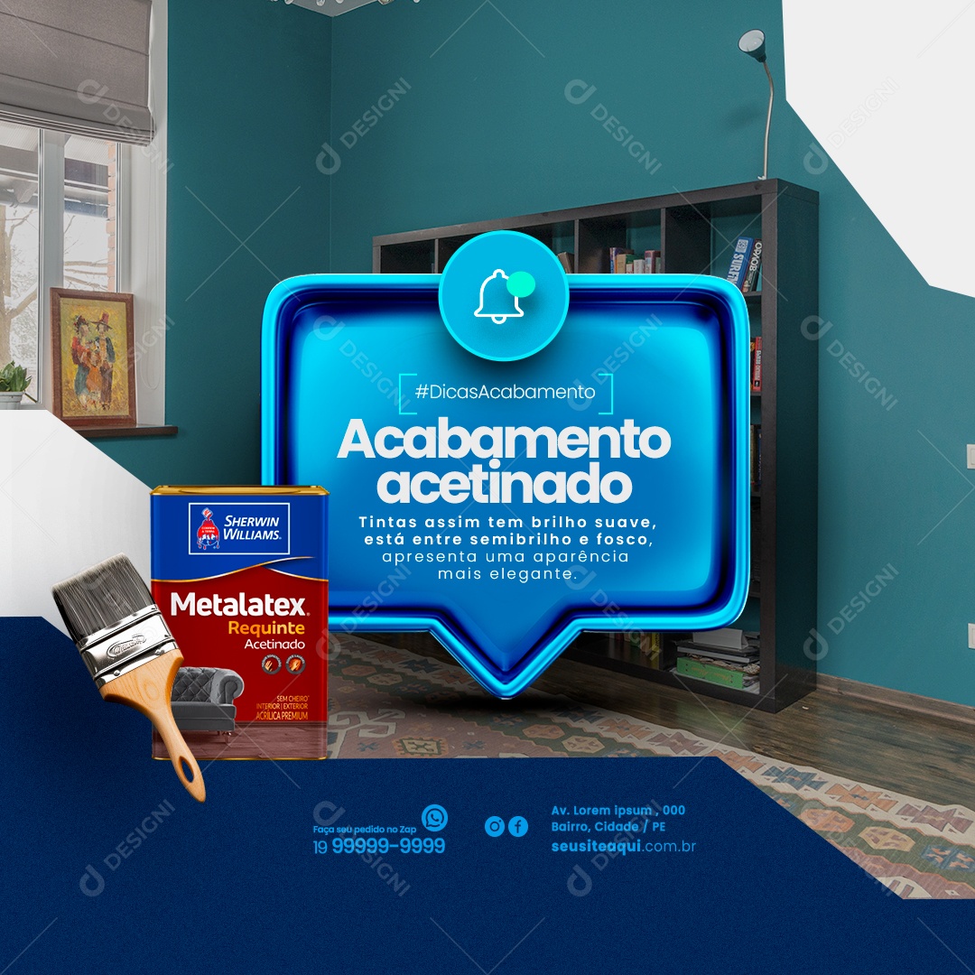 Materiais De Construção Acabamento Acetinado Tintas assim tem Brilho Social Media PSD Editável