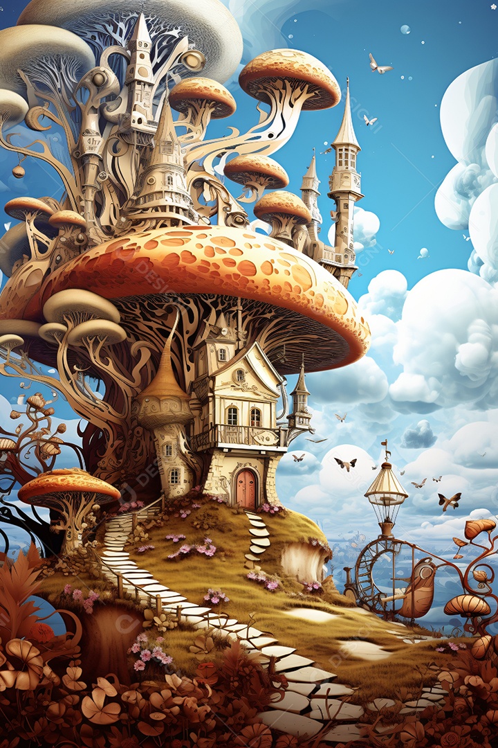 Fundo surreal do país das maravilhas mágico