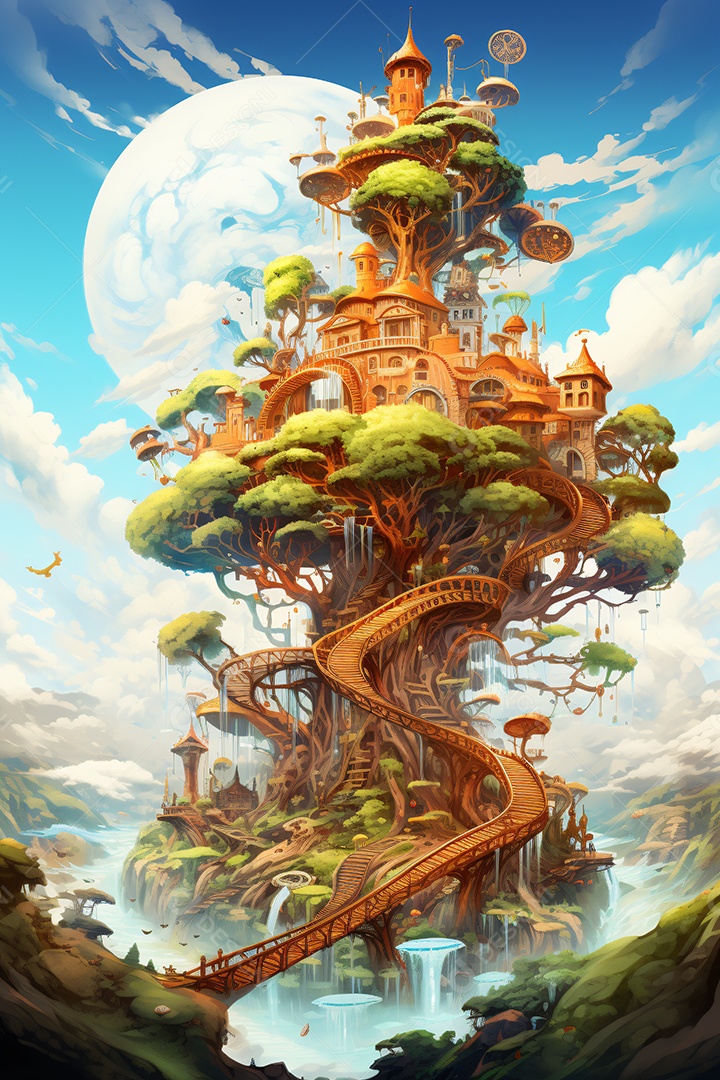 Fundo surreal do país das maravilhas mágico