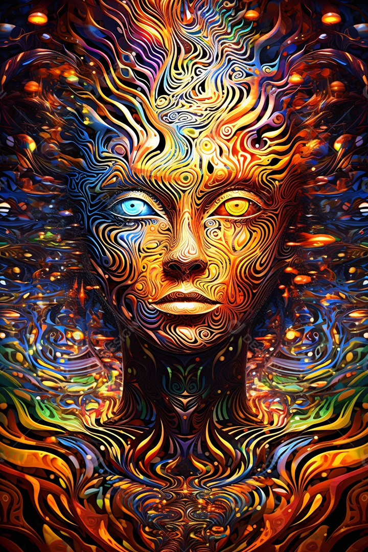 Uma ilustração colorida de uma pessoa com um olho brilhante