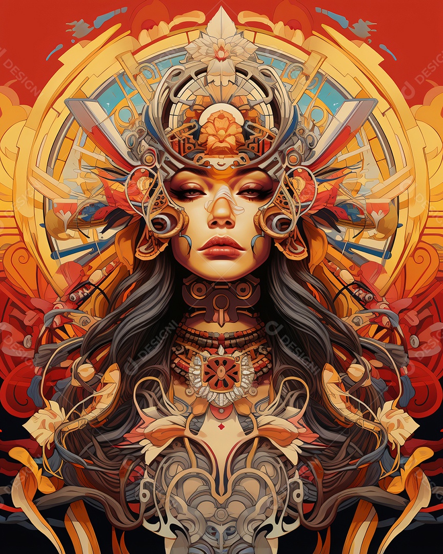 Ilustração pintura psicodélica colorida