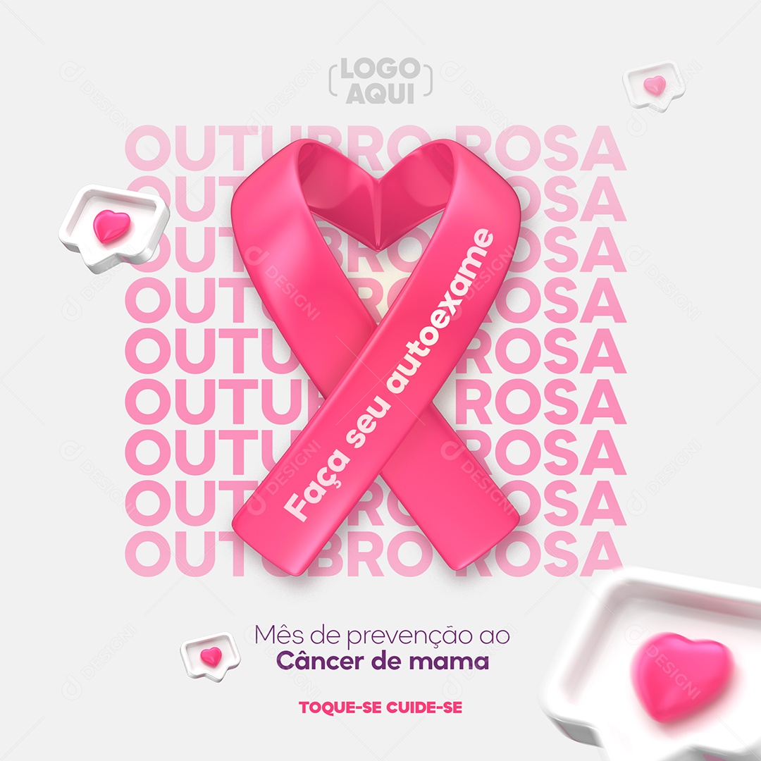 Outubro Rosa Mês de Prevenção Contra o Câncer de Mama Faça seu Autoexame Social Media PSD Editável