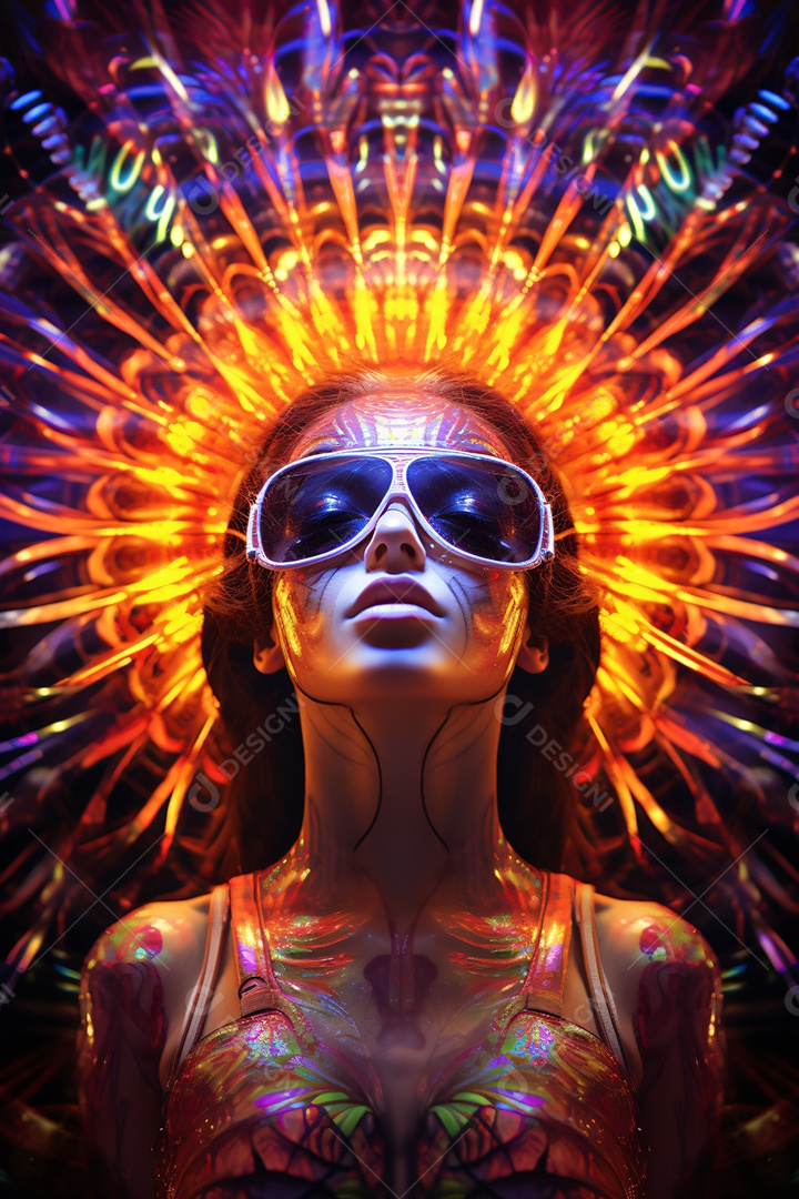 Ilustração imagem psicodélica colorida