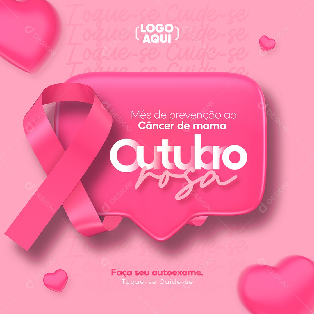 Outubro Rosa Mês de Prevenção Contra o Câncer de Mama Faça seu Autoexame Social Media PSD Editável