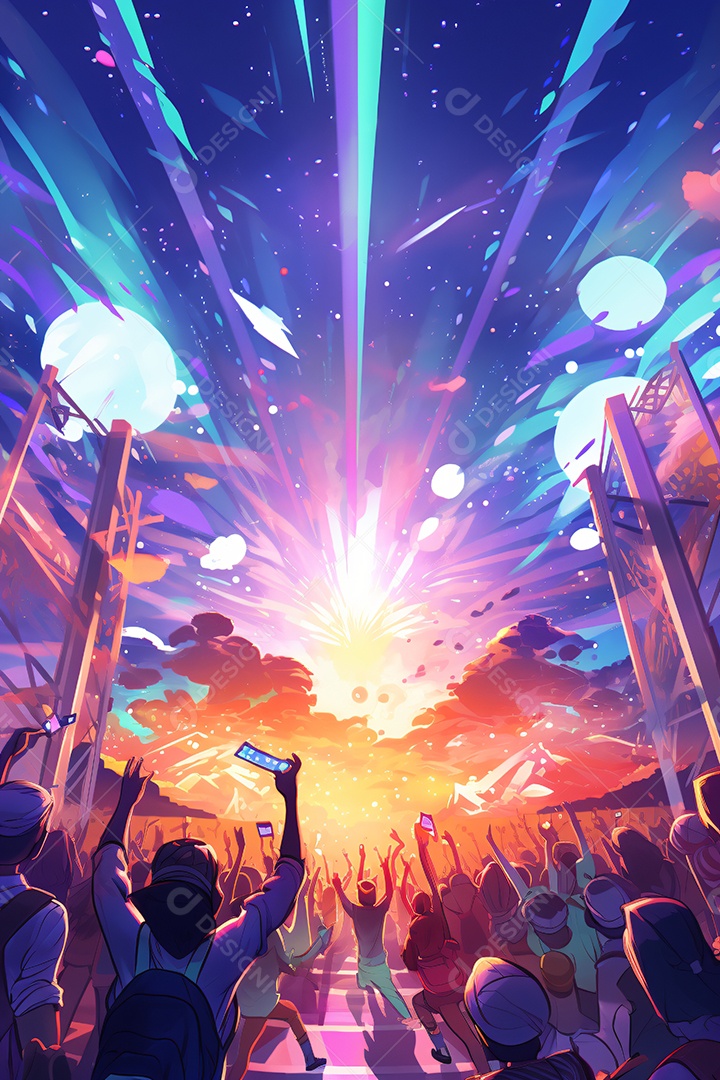 Ilustração imagem psicodélica colorida