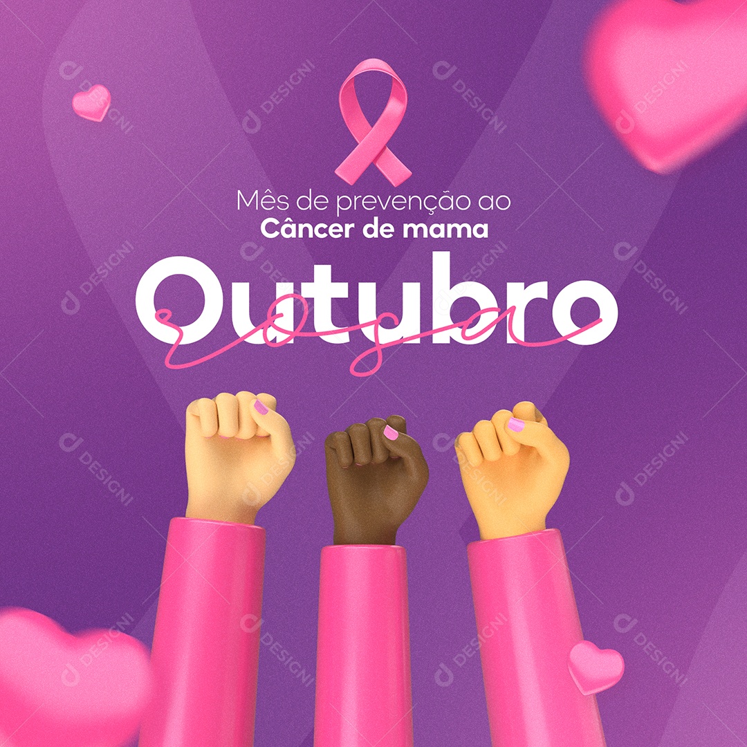 Social Media Outubro Rosa Mês de Prevenção Contra o Câncer de Mama PSD Editável