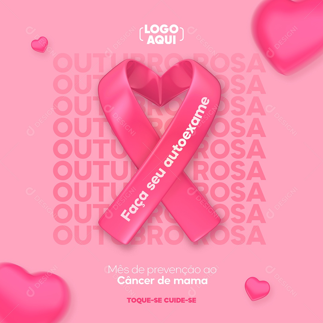 Outubro Rosa Mês de Prevenção Contra o Câncer de Mama Faça seu Autoexame Social Media PSD Editável