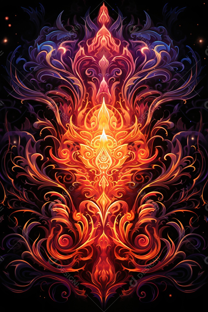 Ilustração imagem psicodélica colorida