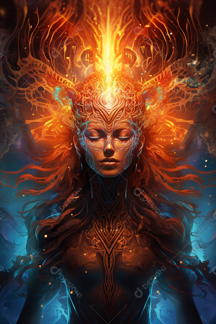 Ilustração imagem psicodélica colorida