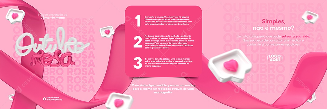 Carrossel Outubro Rosa Mês de Prevenção ao Câncer de Mama Simples não é Mesmo Social Media PSD Editável