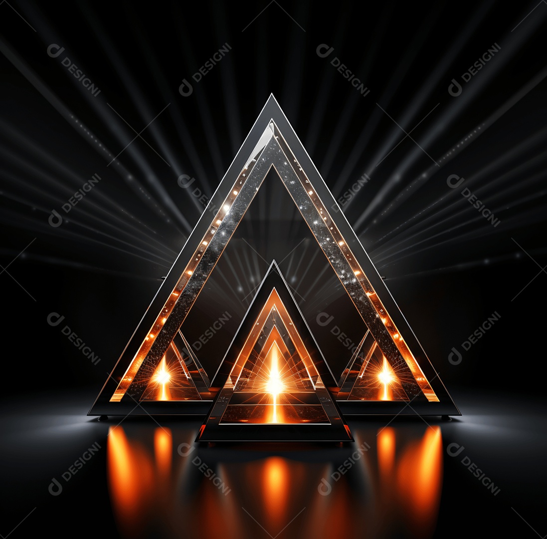 Feixe de luz 3D triangular e abstrato