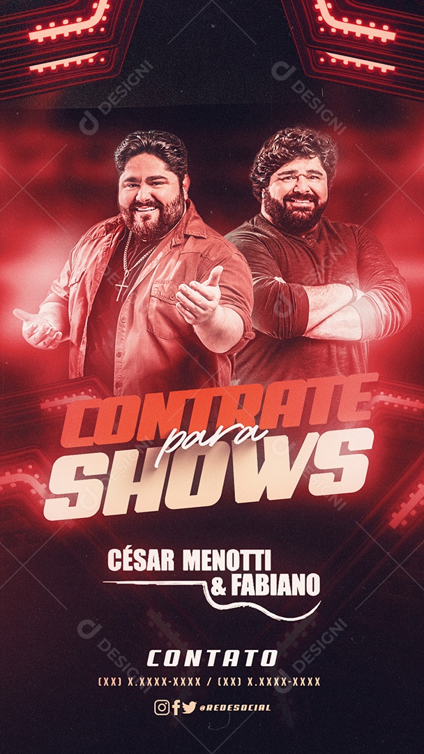 Story Flyer Contrate para Shows César Menotti & Fabiano Social Media PSD Editável