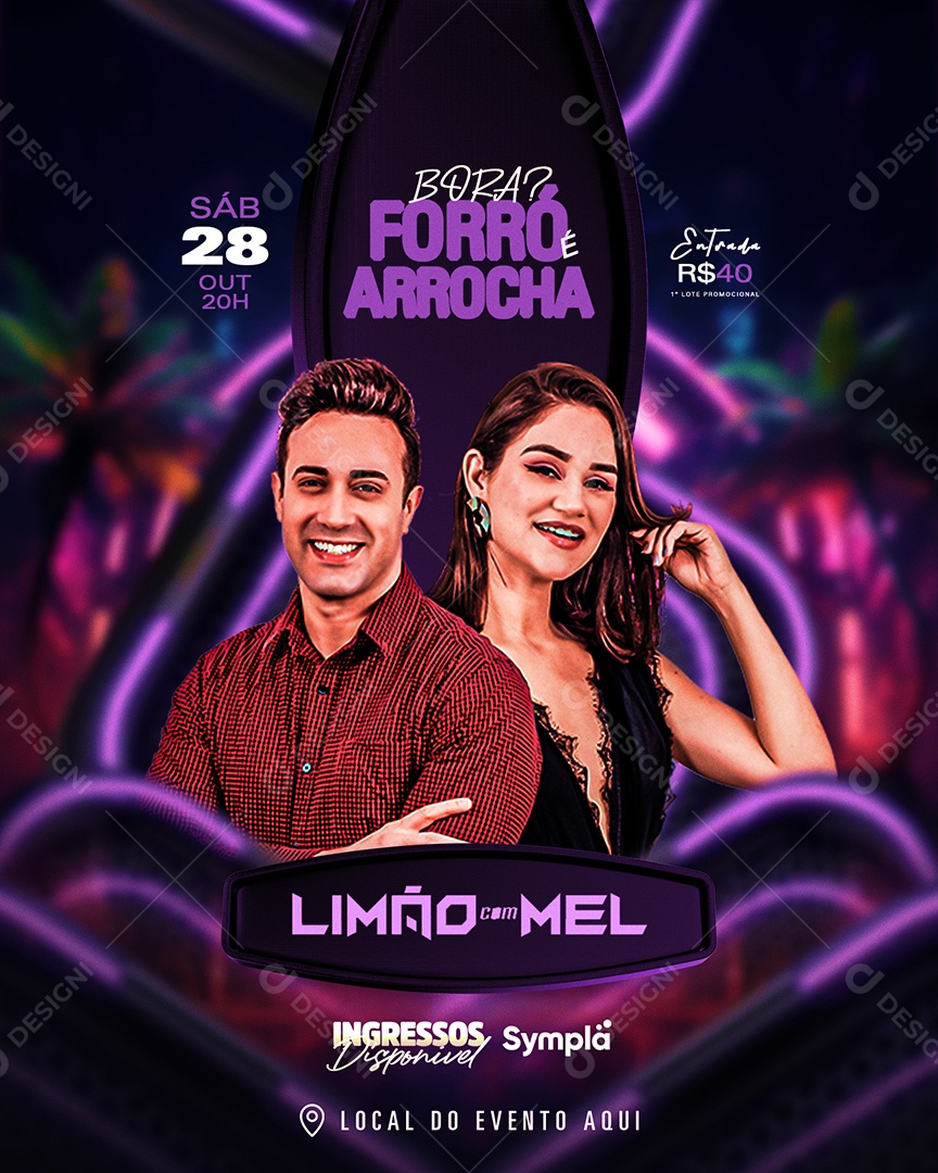 Flyer Bora Forró é Arrocha Limão com Mel Social Media PSD Editável
