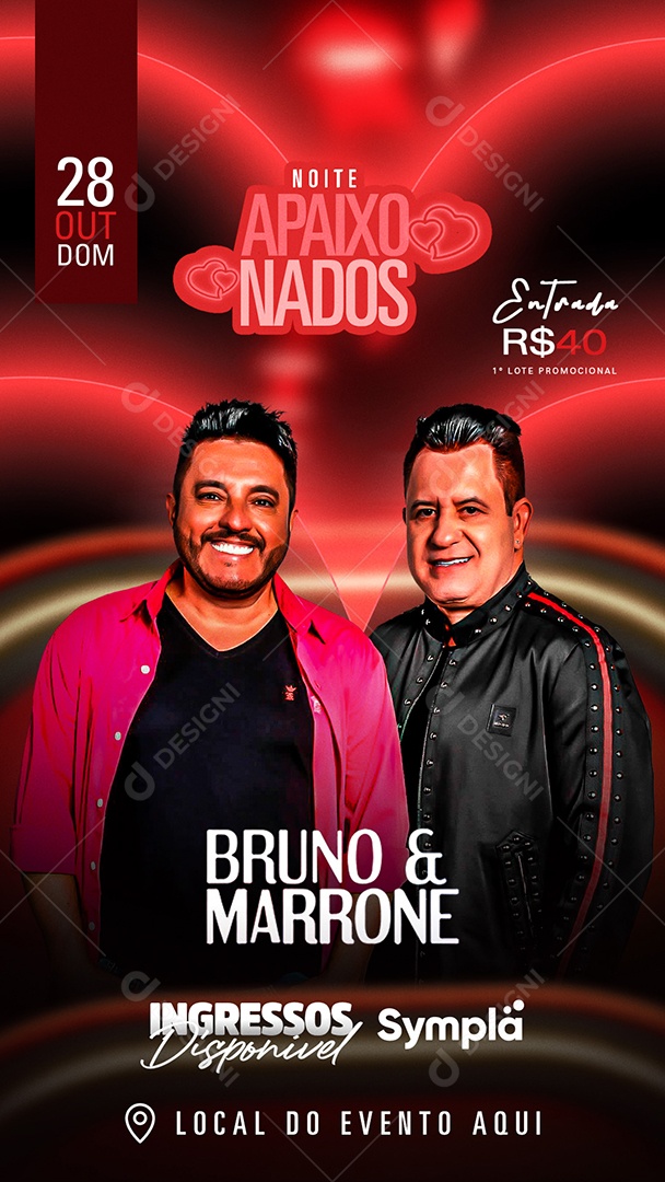 Story Noite Apaixonados Bruno & Marrone Social Media PSD Editável