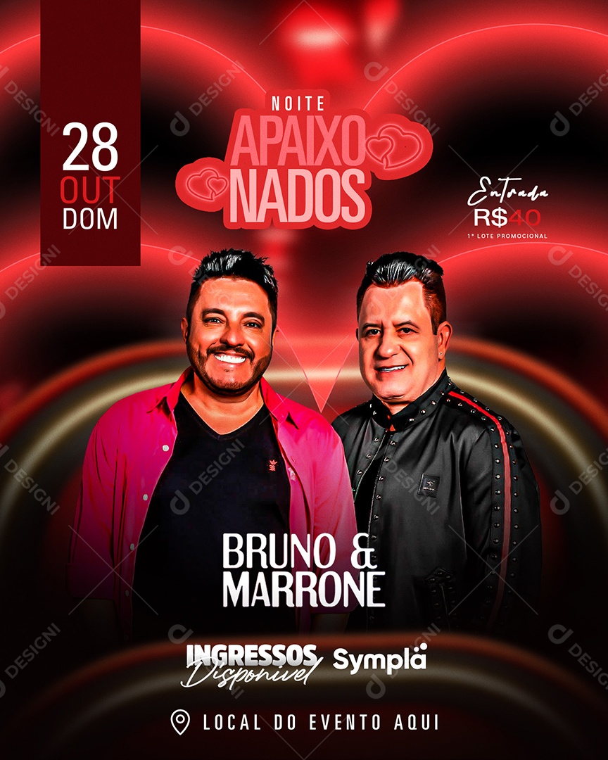 Flyer Noite Apaixonados Bruno & Marrone Social Media PSD Editável