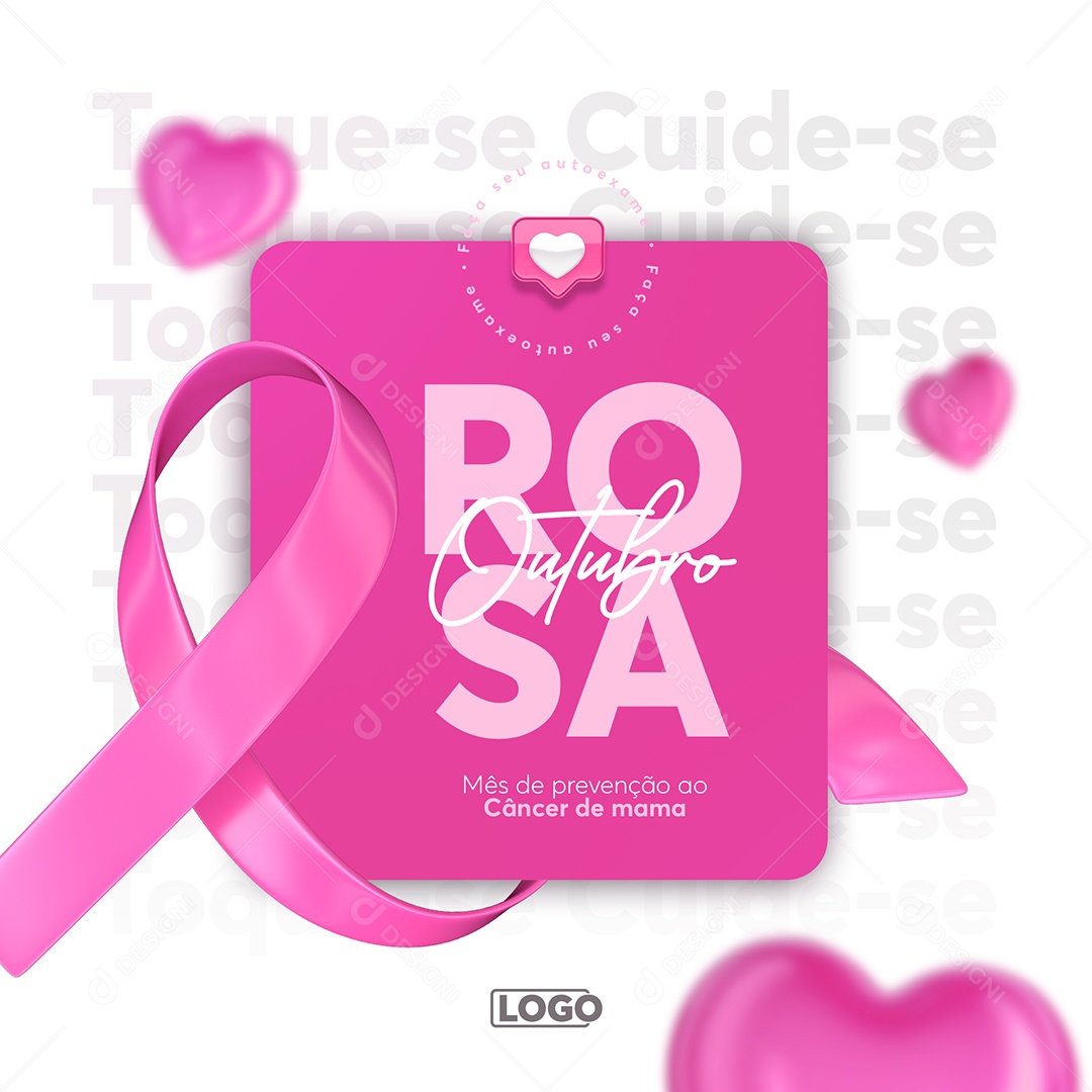 Outubro Rosa Mês de Prevenção Contra o Câncer de Mama Social Media PSD Editável