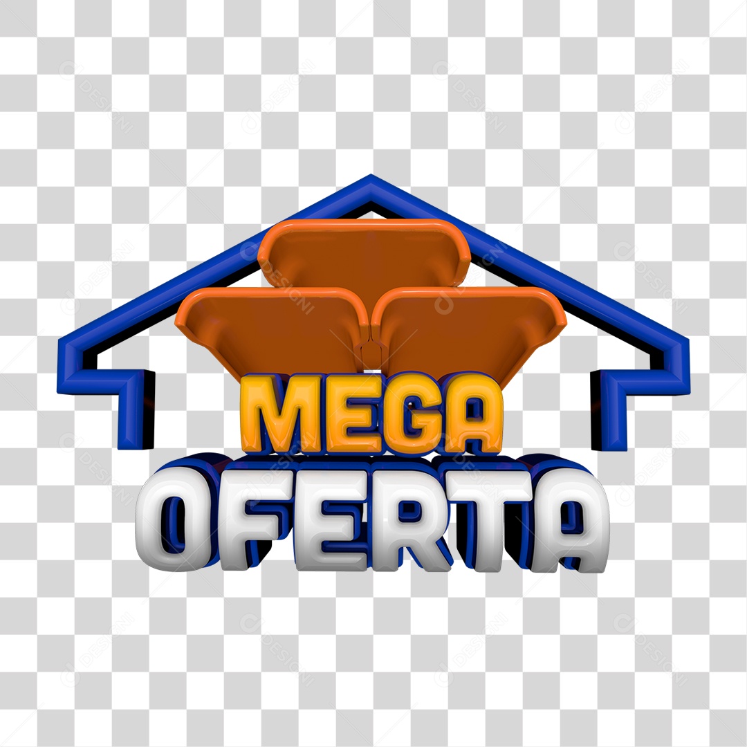 Selo 3D Mega Oferta Para Composição PNG Transparente