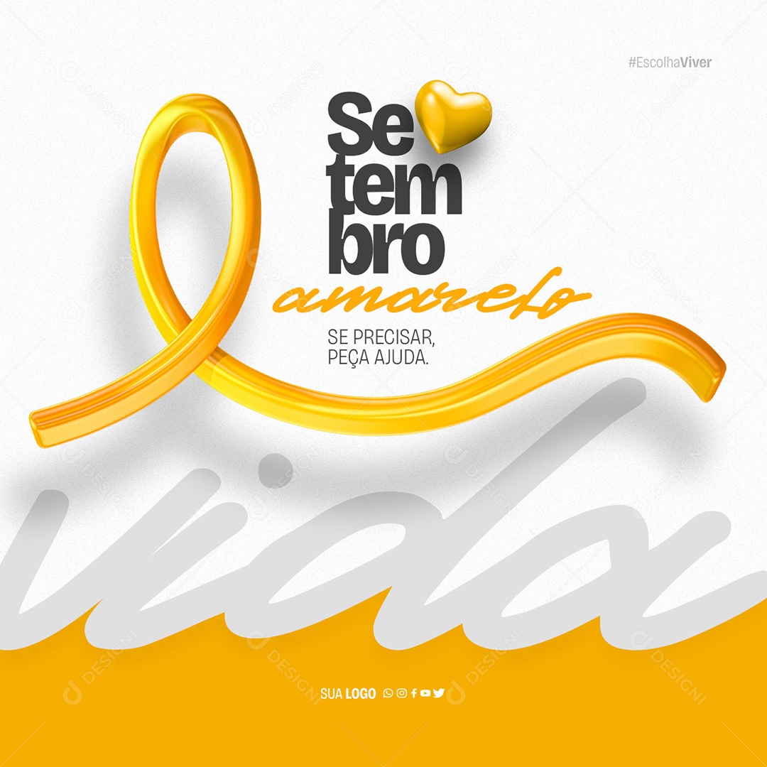 Setembro Amarelo se Precisar Peça Ajuda Social  Mídia PSD Editável