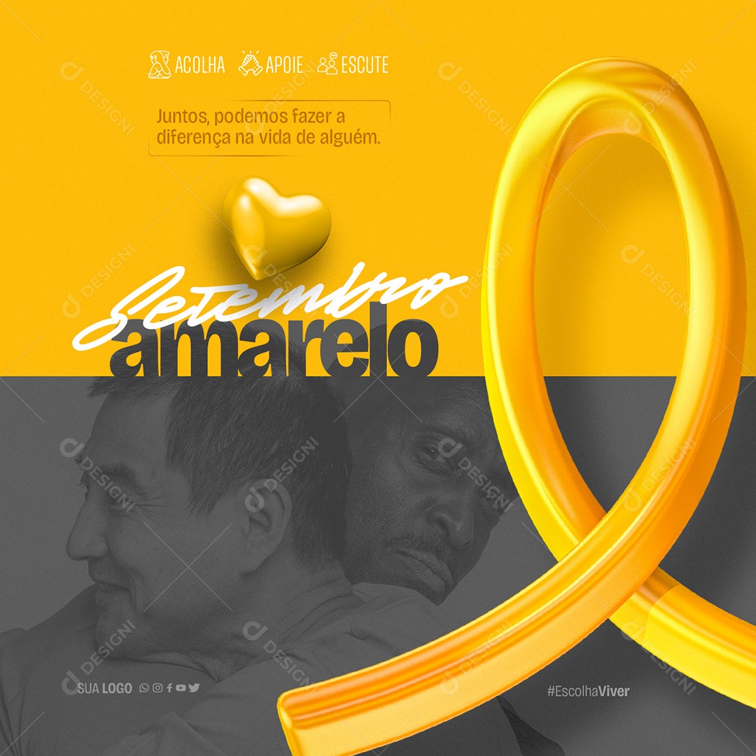 Setembro Amarelo Juntos Podemos Fazer a Diferença na Vida de Alguém Social Media PSD Editável