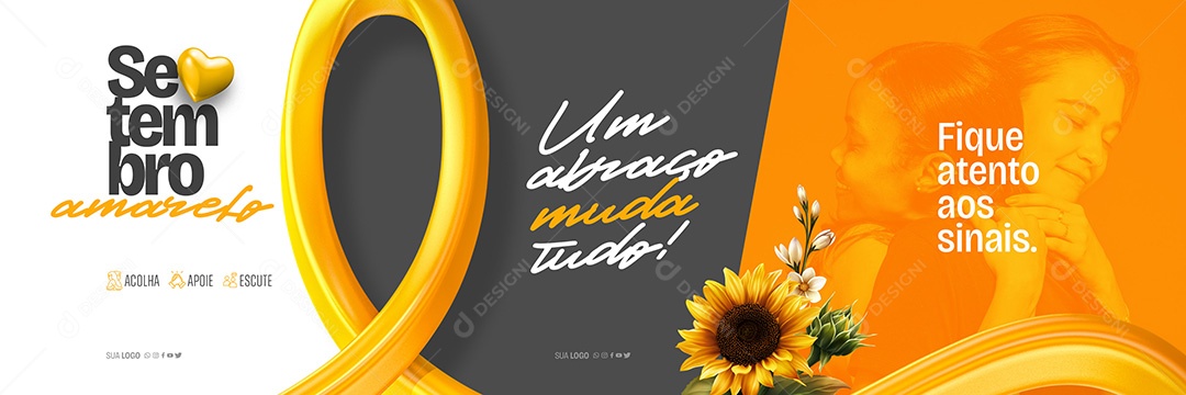 Carrossel Setembro Amarelo Um Abraço Muda Tudo Social Media PSD Editável