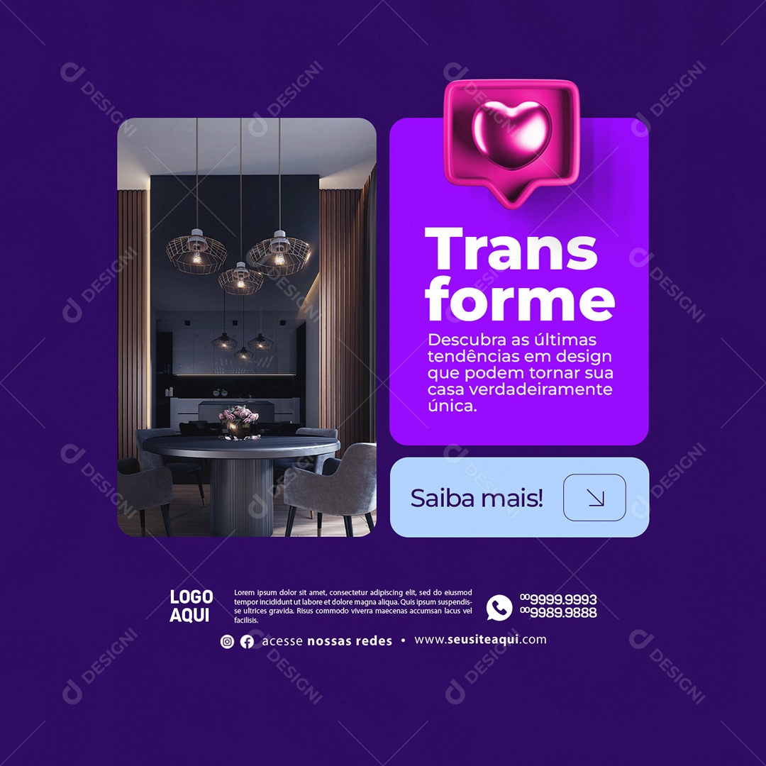 Design Arquitetura Transforme Descubra as últimas Tendências em Design Saiba Mais Social Media PSD Editável